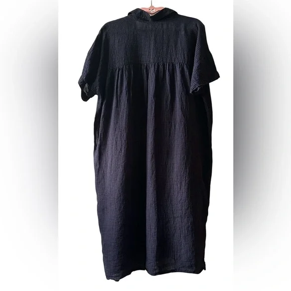 Eileen Fisher Navy Button-Up Shirt Dress - Picture 4 of 6